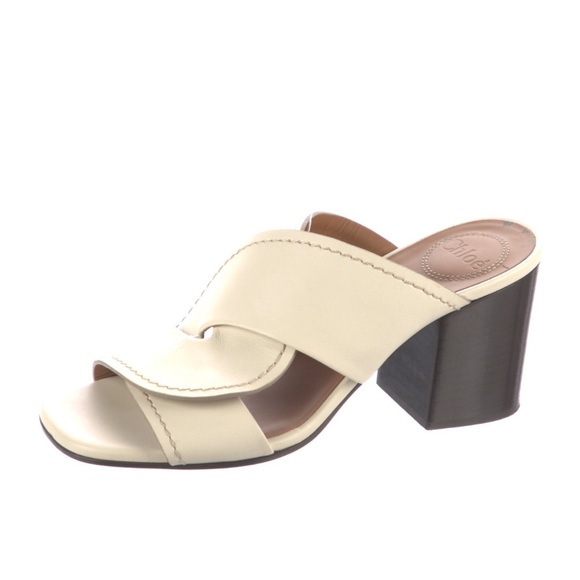 Chloe white leather sandals/slides, size 7 - Picture 1 of 5